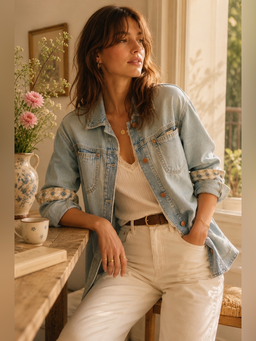 Anthropologie Pilcro Drapey Denim Jacket Perfectly Oversized Boyfriend Feel